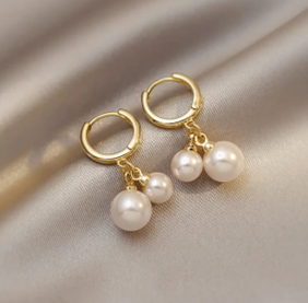 Elegant Pearl Drop Hoop Earrings