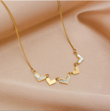 Linked Hearts Enamel Necklace