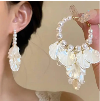 Ocean Bloom Pearl Hoops