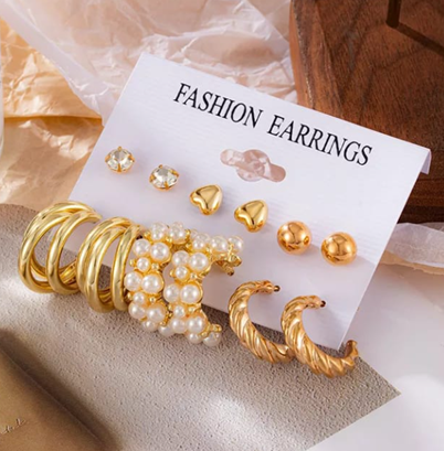 Golden Muse – 6-in-1 Earring Combo Set