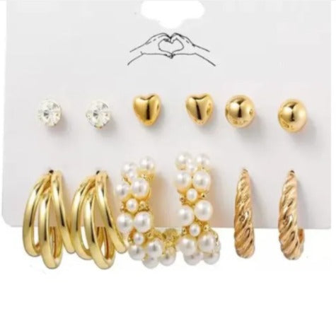 Golden Muse – 6-in-1 Earring Combo Set