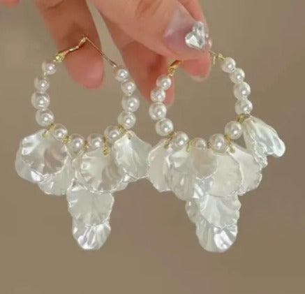 Ocean Bloom Pearl Hoops