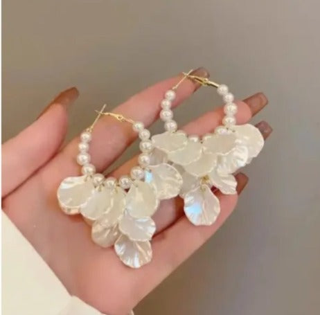 Ocean Bloom Pearl Hoops