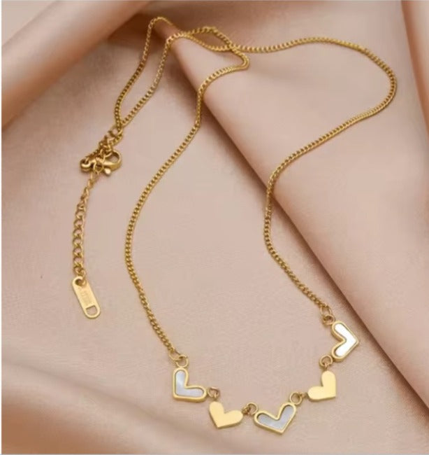 Linked Hearts Enamel Necklace