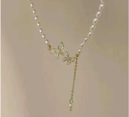 Pearl Fit Butterfly Choker Necklace