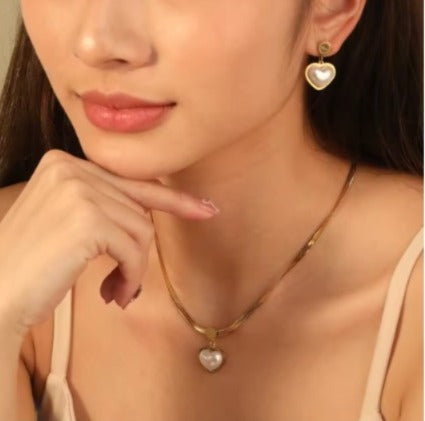 Golden Heart Pearl Love Set