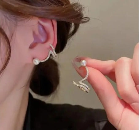 Twilight Curl Pearl Hoop Earrings