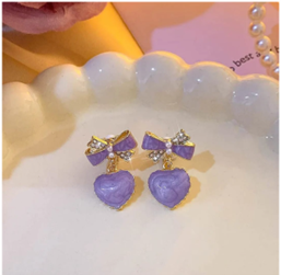 Lilac Love Bow Drop Earrings