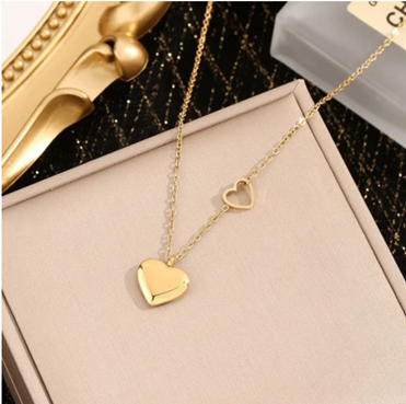 Double Heart Anti-Tarnish Necklace